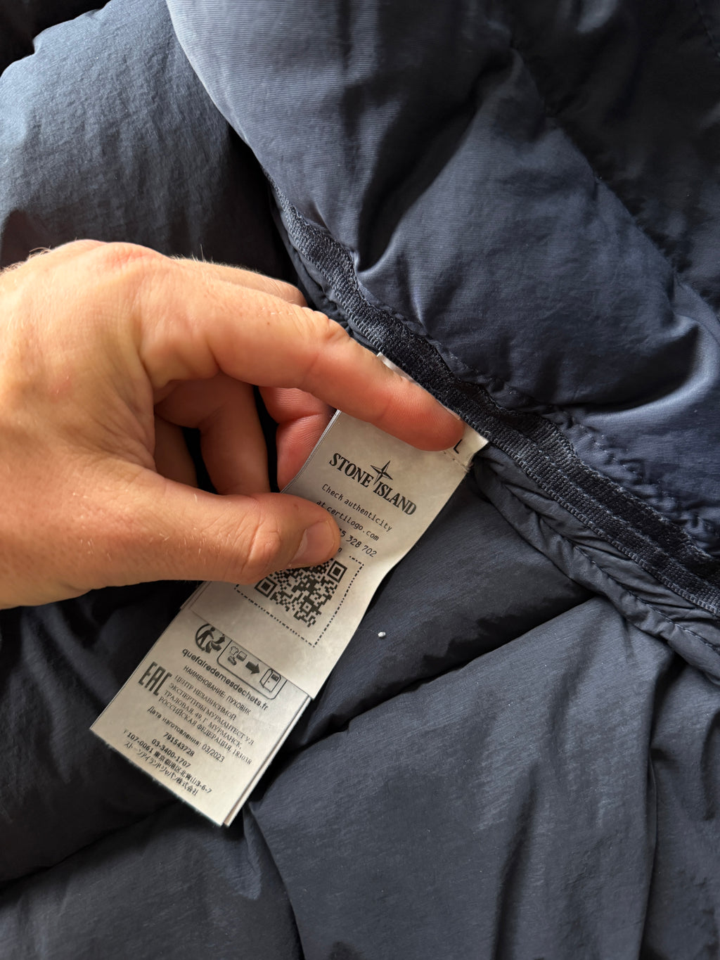 Stone Island Seamless Tunnel Nylon Down Jacket Navy