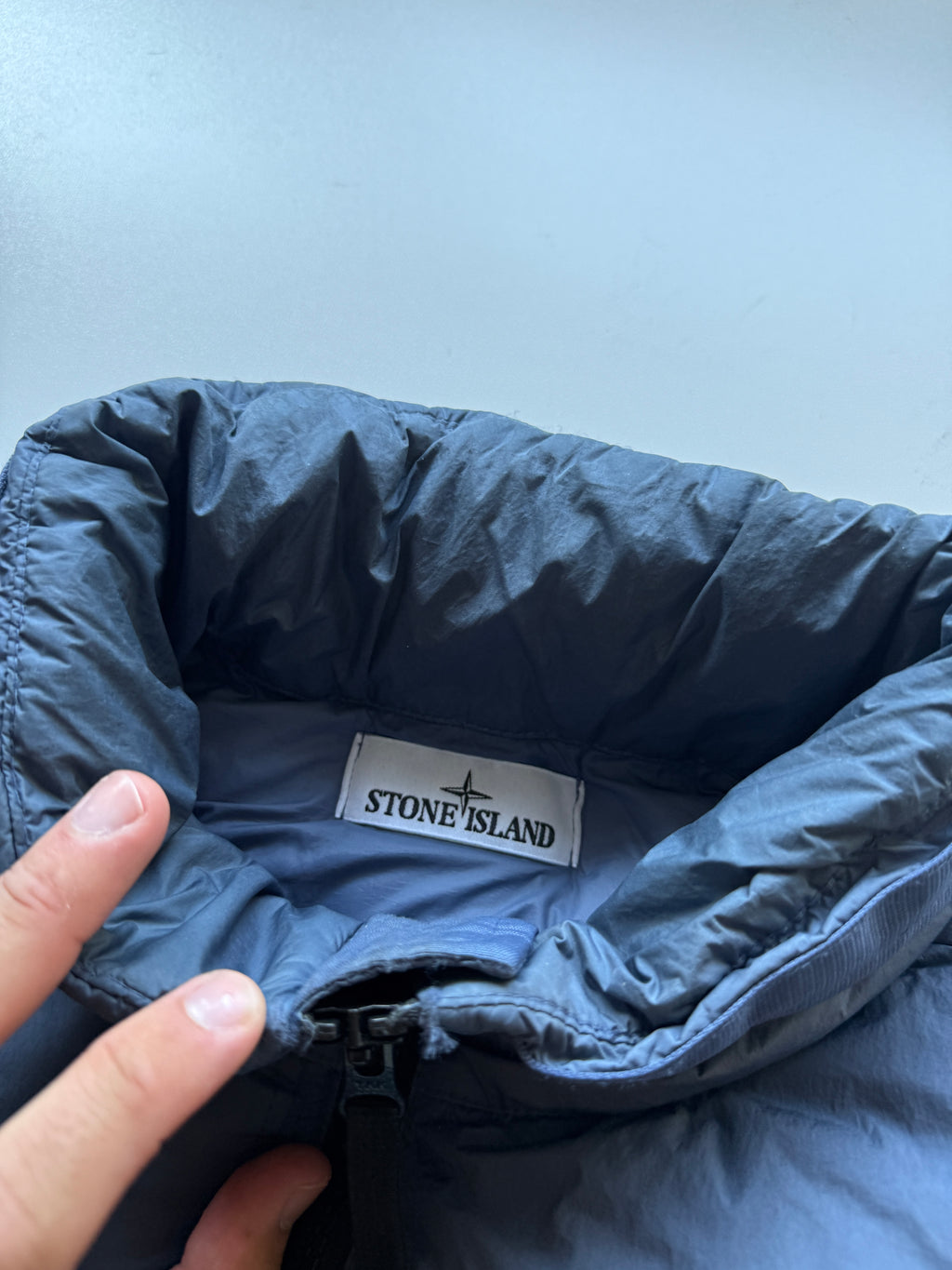 Stone Island Garment Dyed Down Jacket Blue