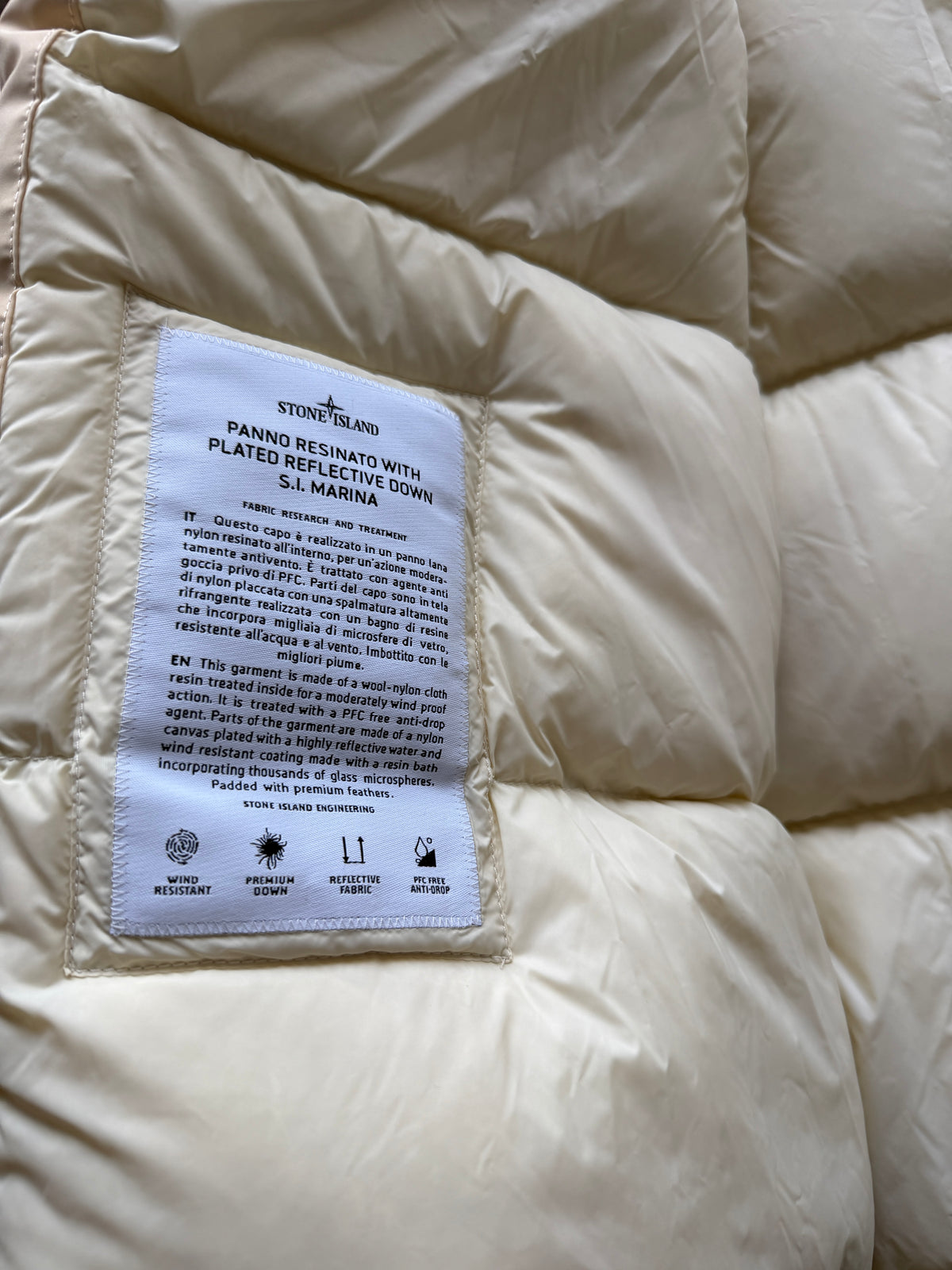 Stone Island Panno Resinato Reflective Down Marina Jacket