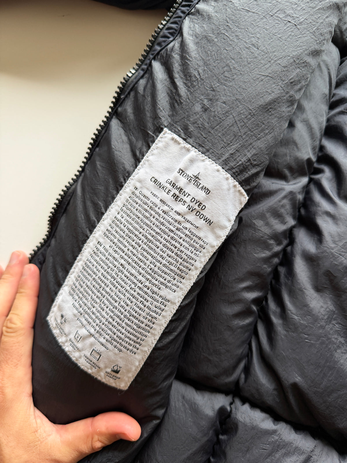 Stone Island Garment Dyed Down Jacket Navy