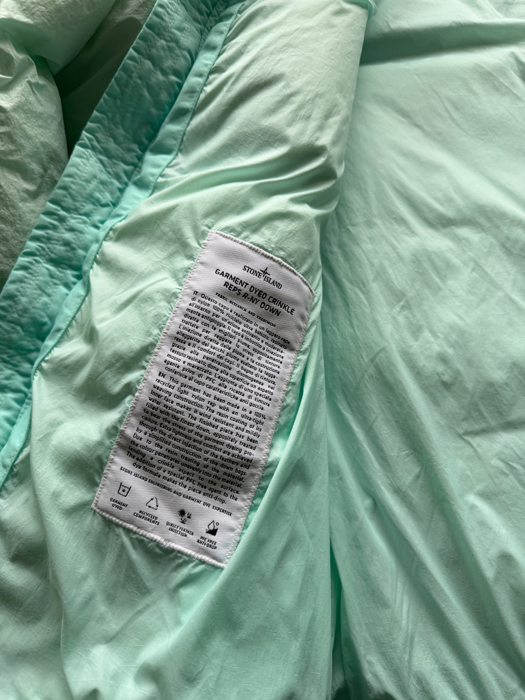 Stone Island Garment Dyed Down Jacket Mintgreen