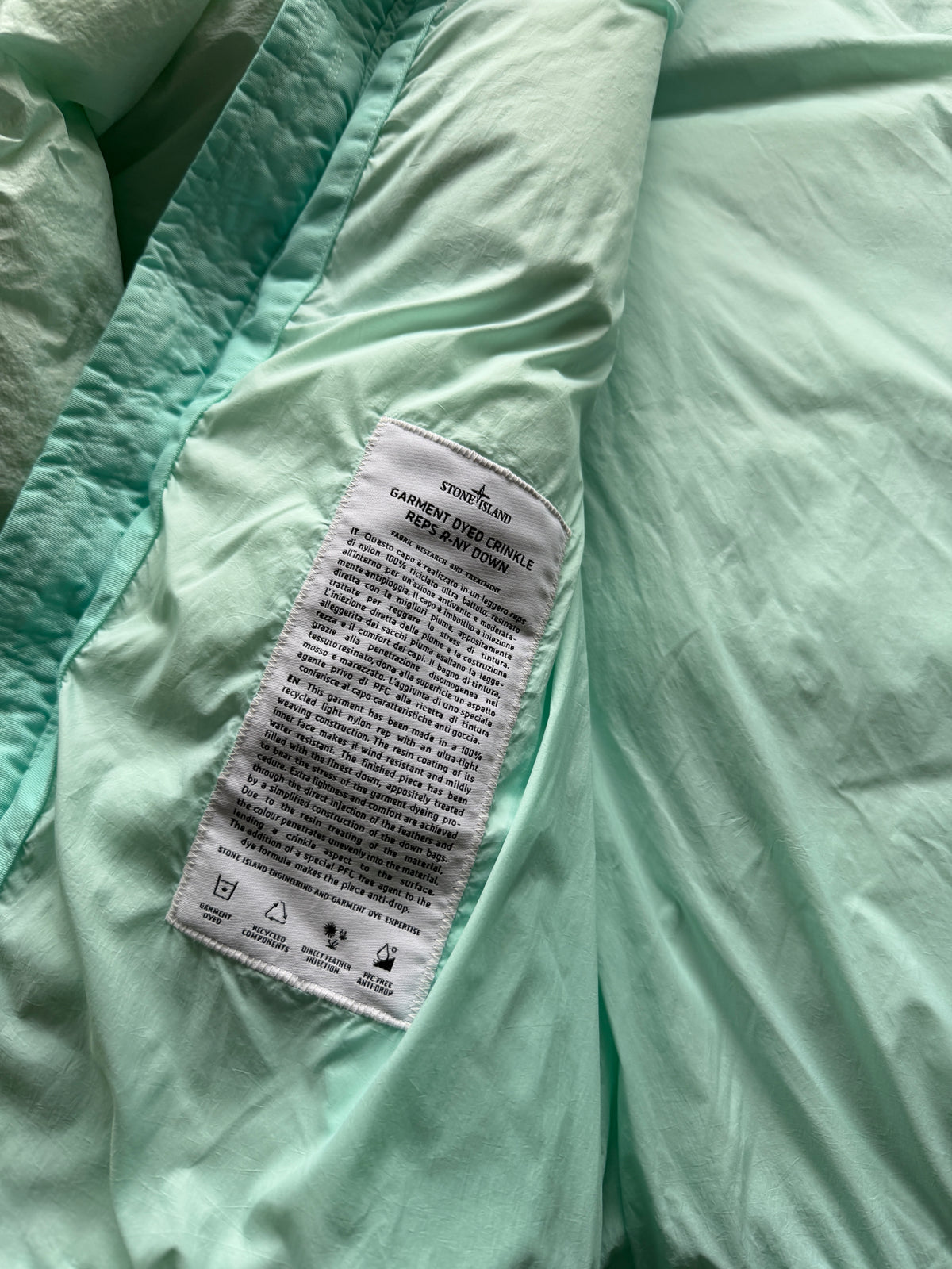 Stone Island Garment Dyed Down Jacket Mintgreen