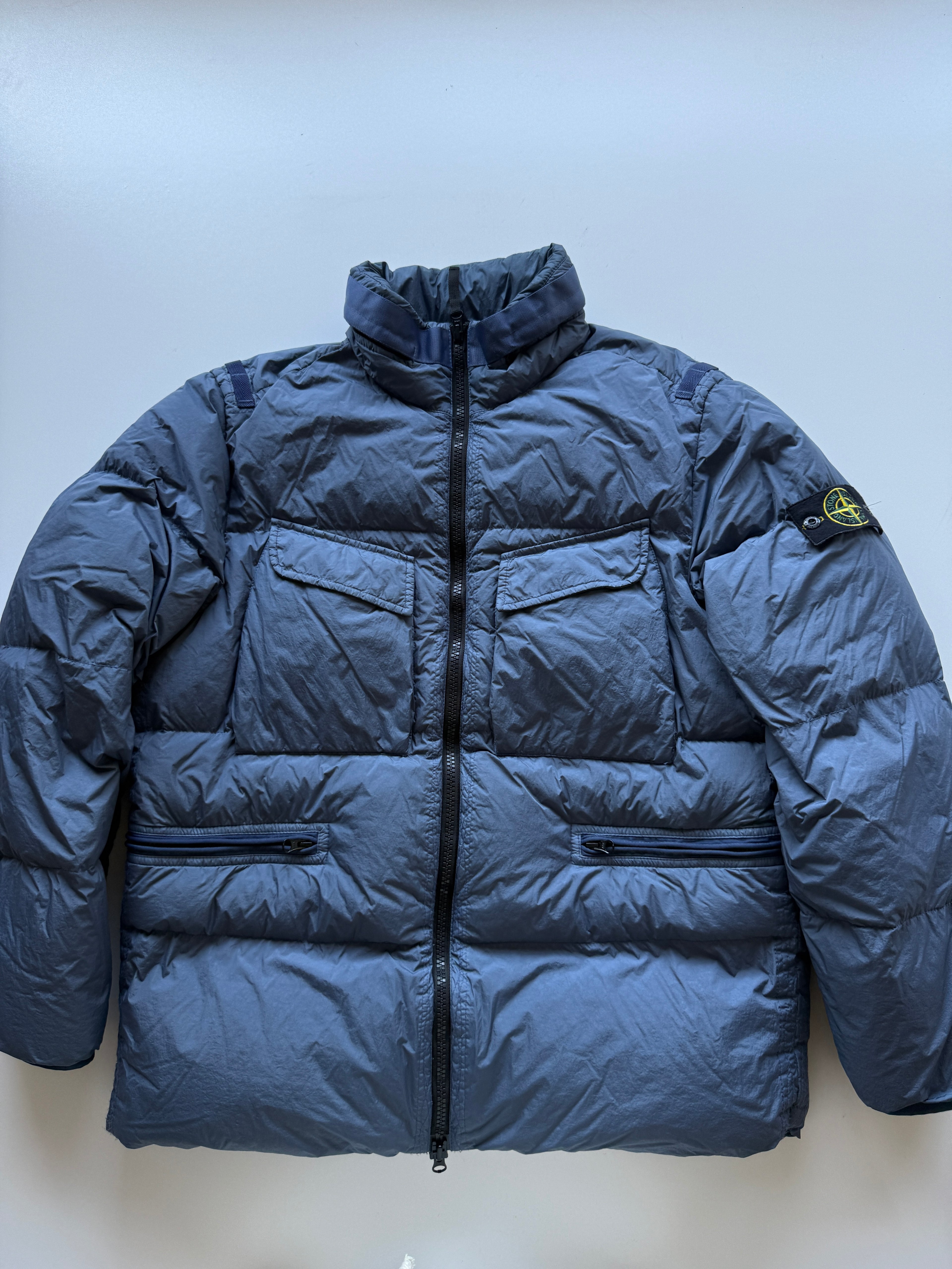 Stone Island Garment Dyed Down Jacket Blue