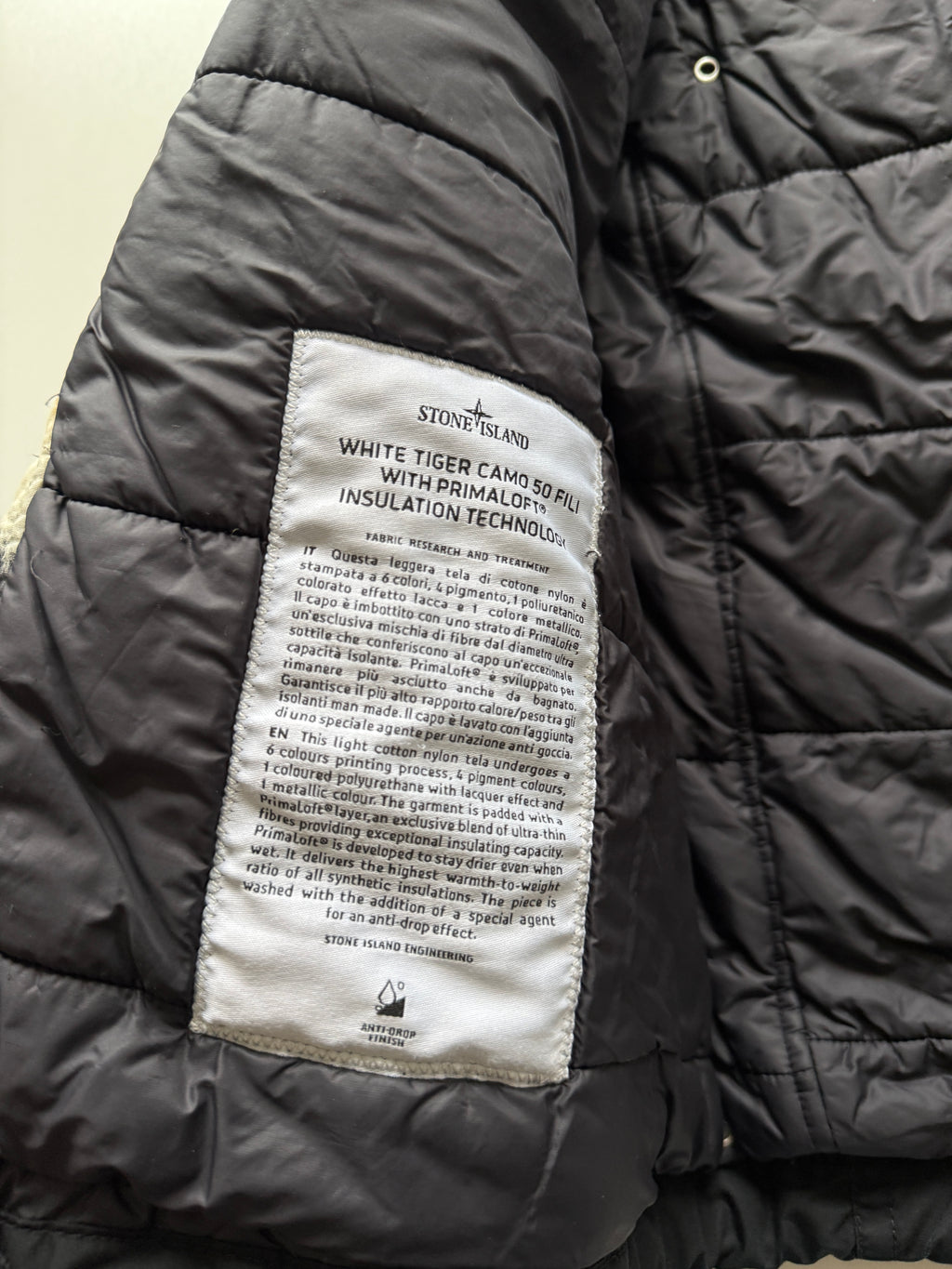 Stone island white tiger camo primaloft jacket