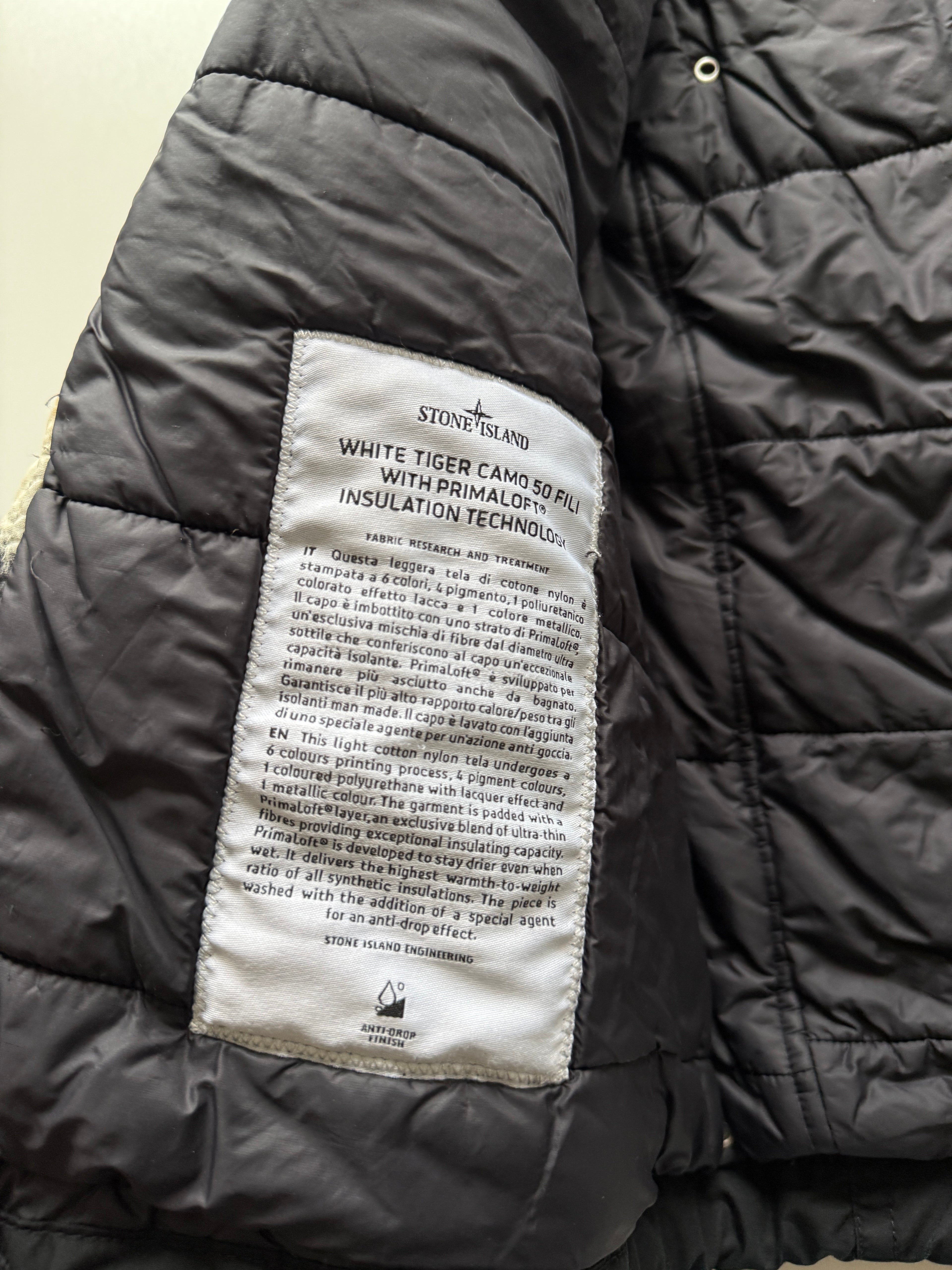Stone island white tiger camo primaloft jacket