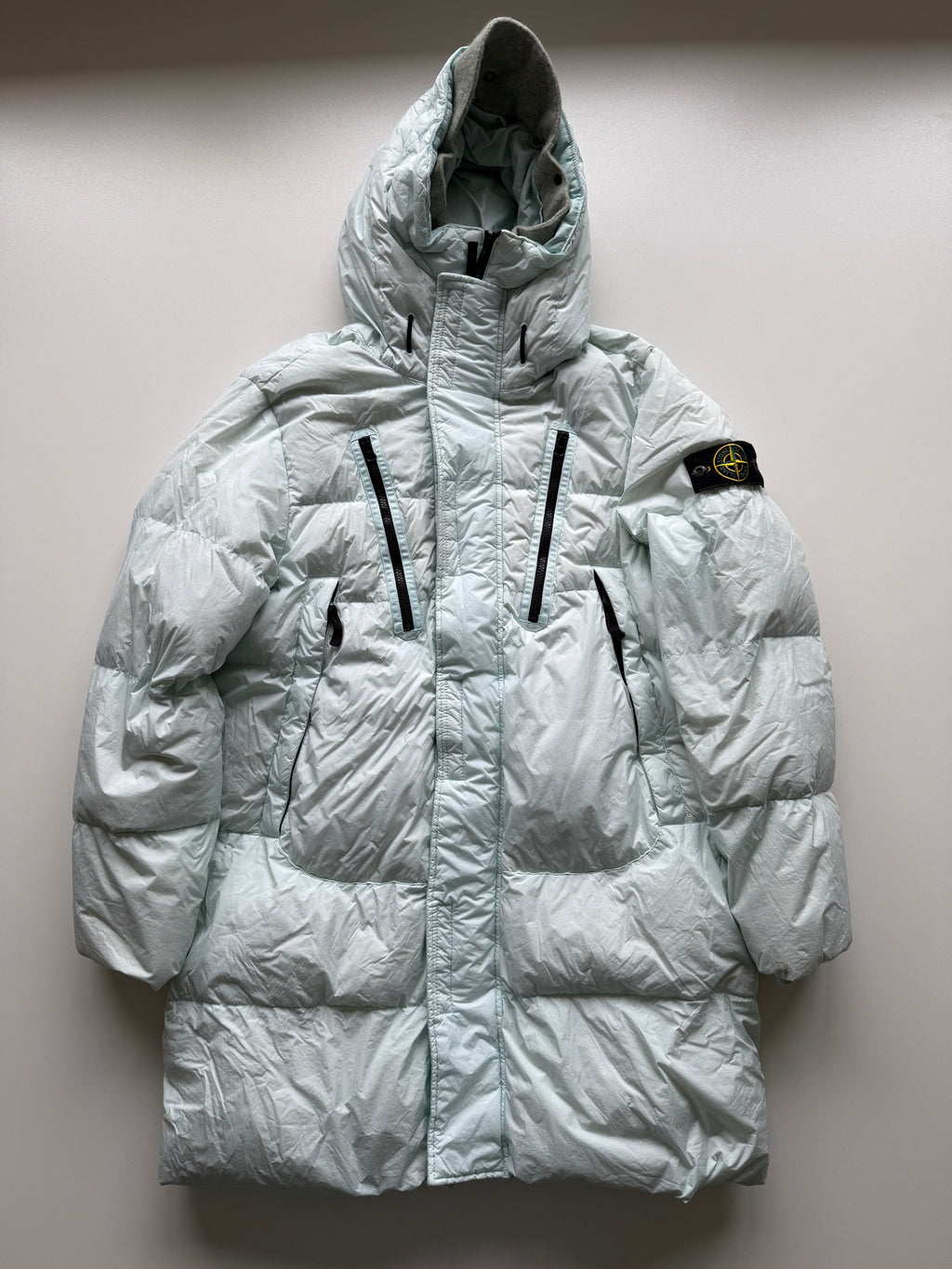 Stone island garment dyed crinkle reps down parka jacket